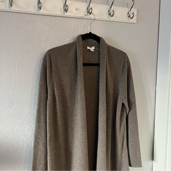 J Jill Light Brown Cashmere Longline Open-Front Cardigan - Picture 2 of 7